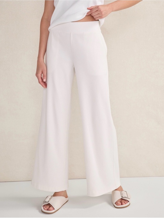Haven Well Within Pants - Haven Well Within Organic Cotton Rib-Knit Wide-Leg Pants